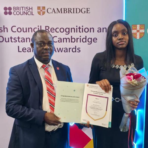 brookstone school principal dr. bashiru and awardee, oreoluwa awe