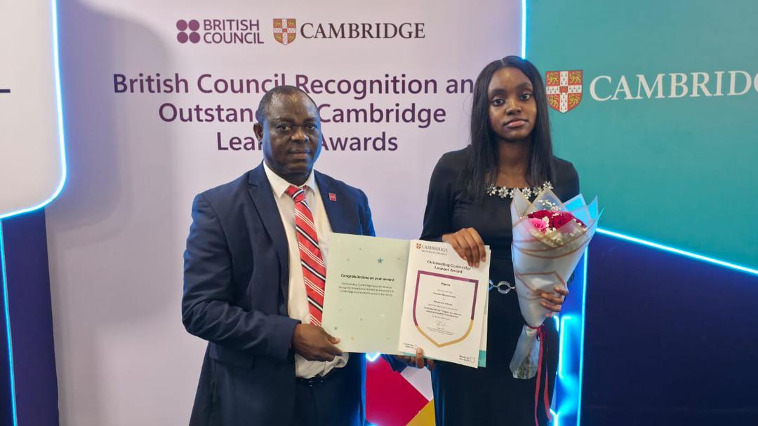 brookstone school principal dr. bashiru and awardee, oreoluwa awe